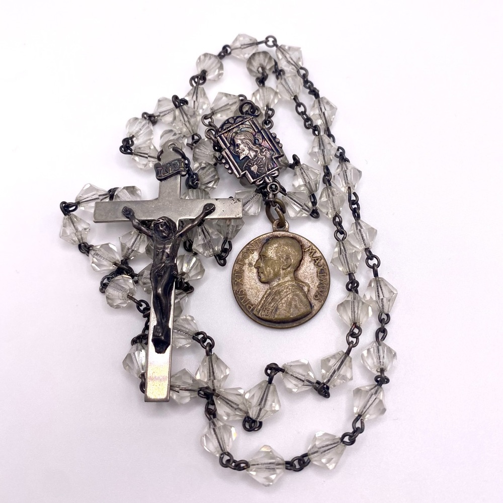 Vintage Sterling Silver Crystal Rosary